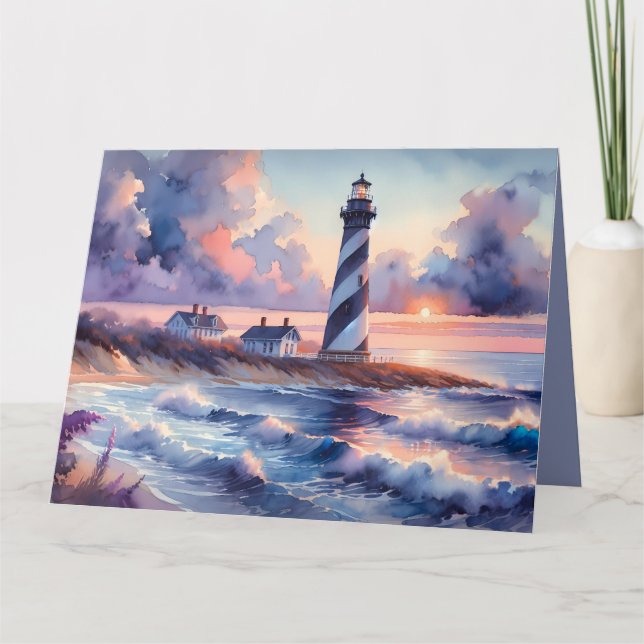 Cape Hatteras Lighthouse at Sunset Coastline Card (Front)