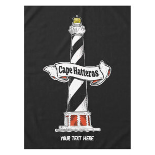 Cape Hatteras Lighthouse black and white Tablecloth