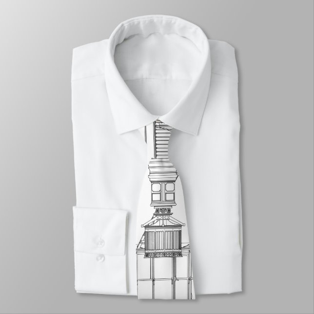 Cape Hatteras Lighthouse Lantern Room Blueprint Tie (Tied)