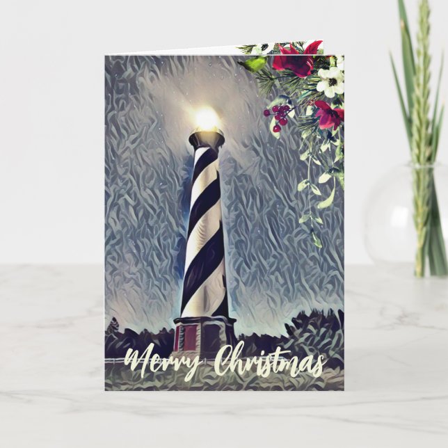 Cape Hatteras Lighthouse Outer Banks OBX Christmas Card (Front)