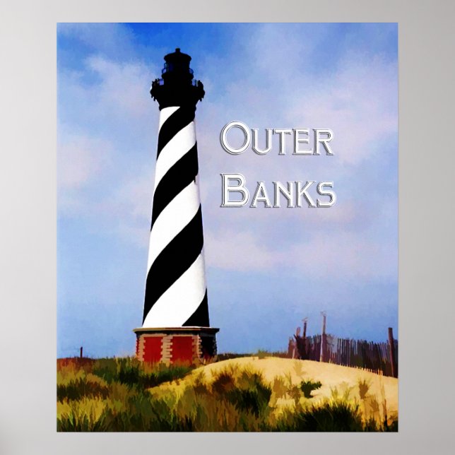 Cape Hatteras Lighthouse Poster Text Outer Banks (Front)