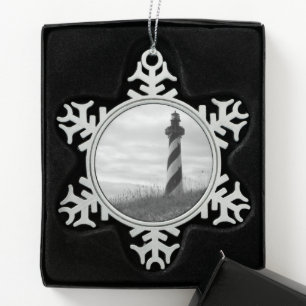 Cape Hatteras Lighthouse Snowflake Pewter Christmas Ornament