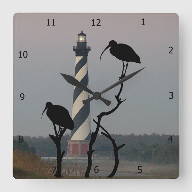 CAPE HATTERAS LIGHTHOUSE SQUARE WALL CLOCK (Front)