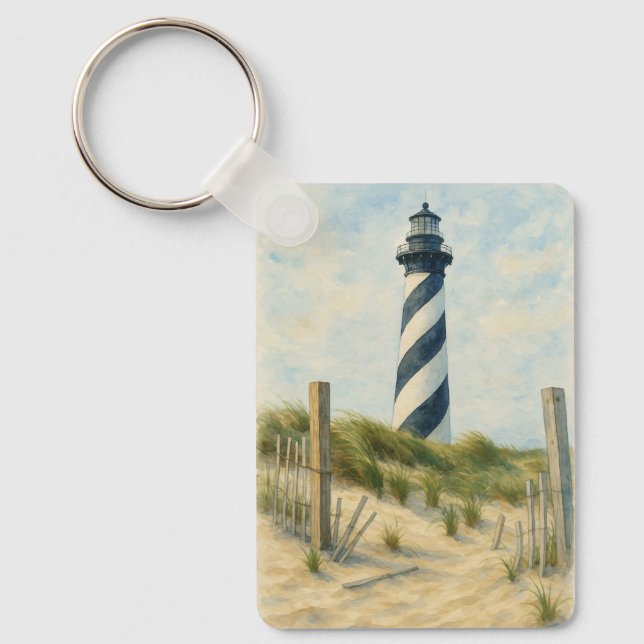 Cape Hatteras Lighthouse Watercolor Keychain (Front)