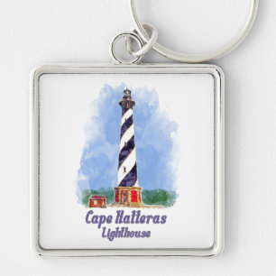 Cape Hatteras Lighthouse Watercolor North Carolina Keychain