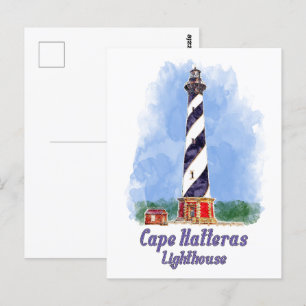 Cape Hatteras Lighthouse Watercolor North Carolina Postcard