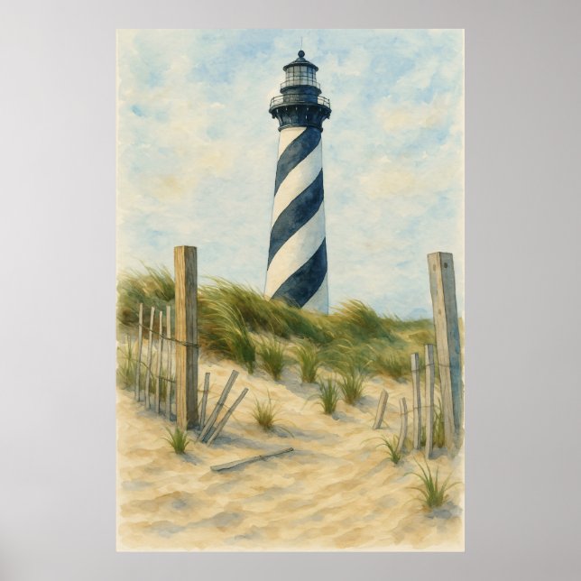 Cape Hatteras Lighthouse Watercolor Poster (Front)