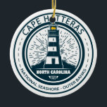 Cape Hatteras National Seashore Outer Banks Ceramic Ornament<br><div class="desc">Cape Hatteras National Seashore illustration in a badge style circle.</div>