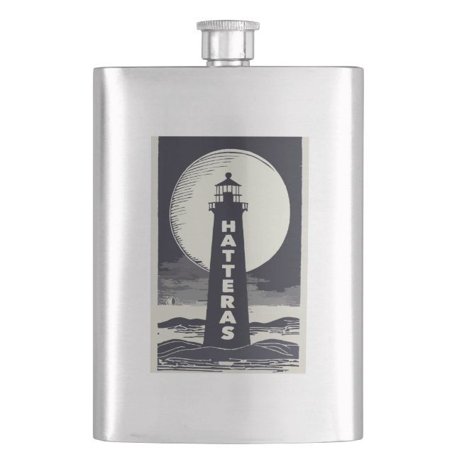Cape Hatteras North Carolina Lighthouse Moon Hip Flask (Front)