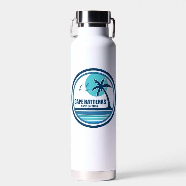 Cape Hatteras North Carolina Palm Tree Birds Water Bottle (Front)