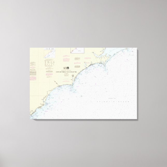 Cape Hatteras to Charleston Nautical Chart 11520 Canvas Print (Front)