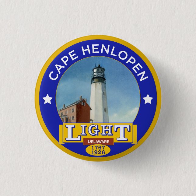 Cape Henlopen Lighthouse 1 Inch Round Button (Front)