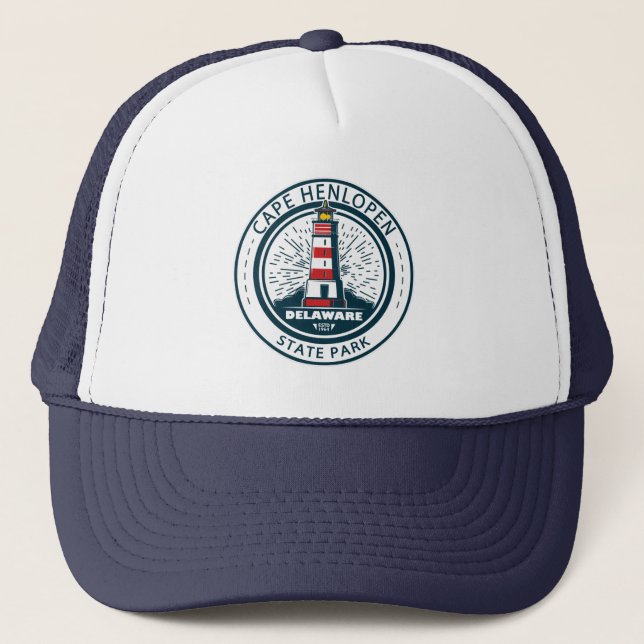 Cape Henlopen State Park Delaware Badge Trucker Hat (Front)