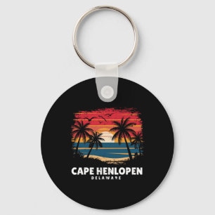 Cape Henlopen State Park Delaware Surfboarder Retr Keychain