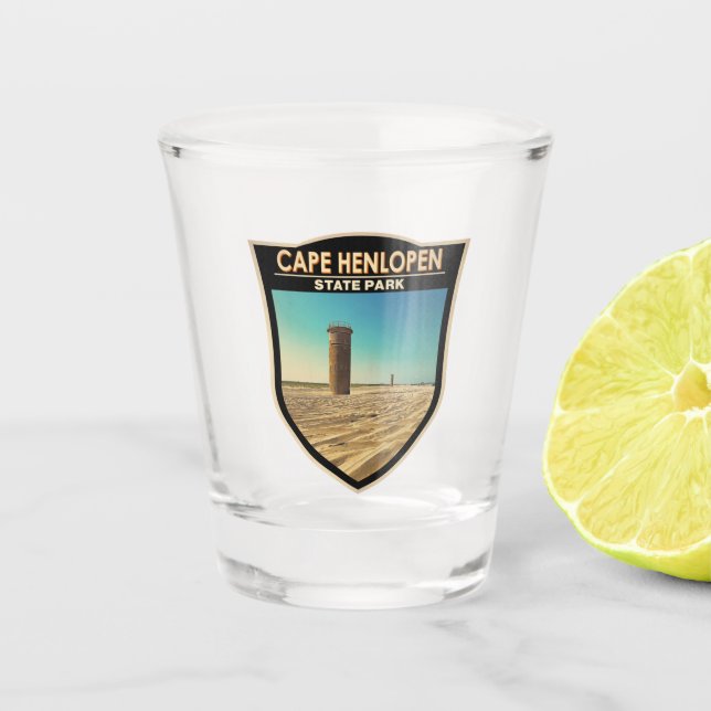 Cape Henlopen State Park Delaware Watercolor  Shot Glass (Front)