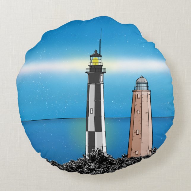 Cape Henry Lighthouse  Virginia Round Pillow (Back)