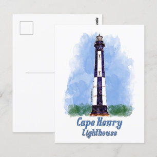 Cape Henry Lighthouse Watercolor - Virginia Postcard