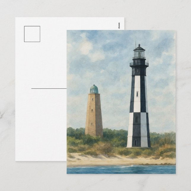 Cape Henry Lighthouses Holiday Postcard (Front/Back)