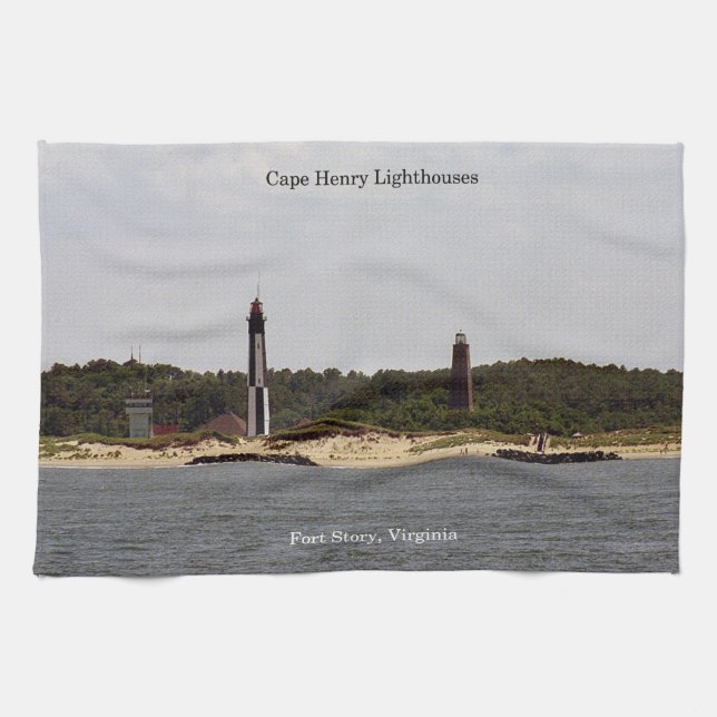 Cape Henry Lighthouses kitchen towel (Horizontal)