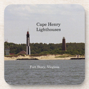 Cape Henry Lighthouses set of 6 plastic coasters