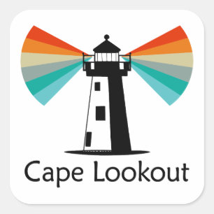 Cape Lookout Lighthouse North Carolina Rainbow Square Sticker