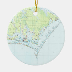 Cape Lookout National Seashore & Morehead City Map Ceramic Ornament
