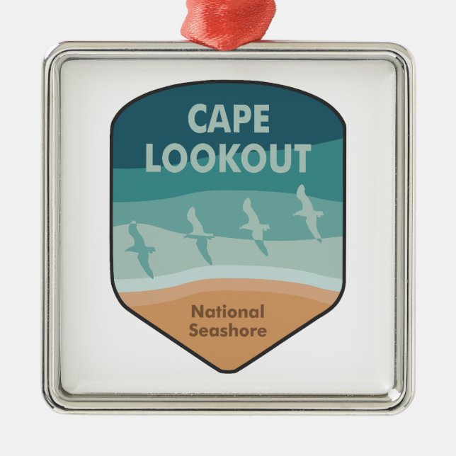 Cape Lookout National Seashore Seagulls Metal Ornament (Front)