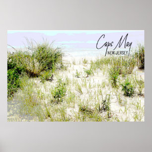 *~* Cape May Beach Sea Grass Fence Poster