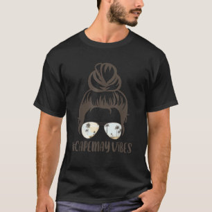 Cape May Beach Vibes Jersey Messy Bun Ocean Palm T T-Shirt