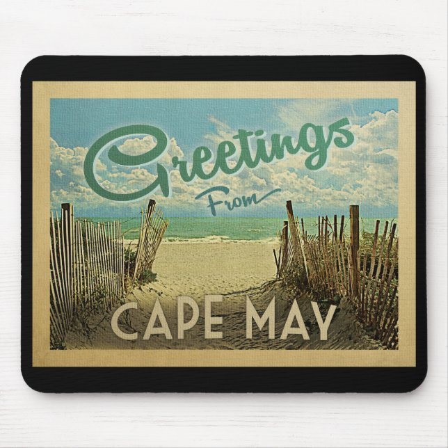 Cape May Beach Vintage Travel Mouse Pad (Front)