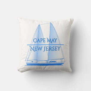 Cape May Coastal Nautical Sailing Sailor Throw Pillow