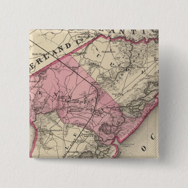 Cape May County, NJ 2 Inch Square Button (Front)