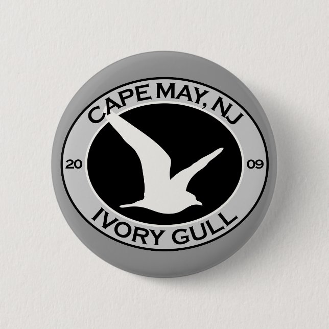 Cape May Ivory Gull 2 Inch Round Button (Front)