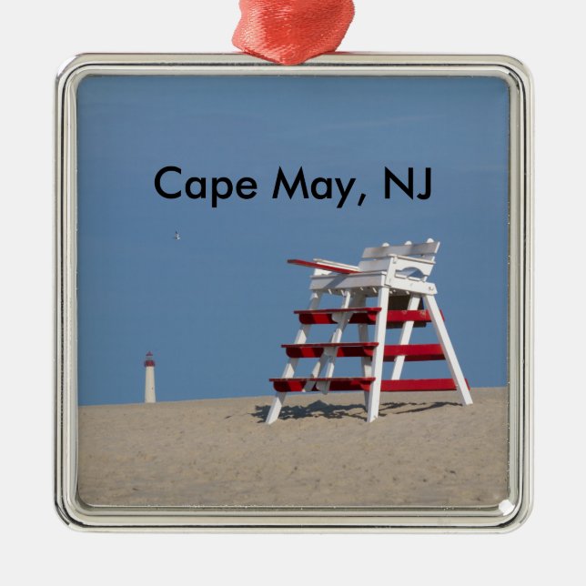 Cape May lifeguard chair Metal Ornament (Front)