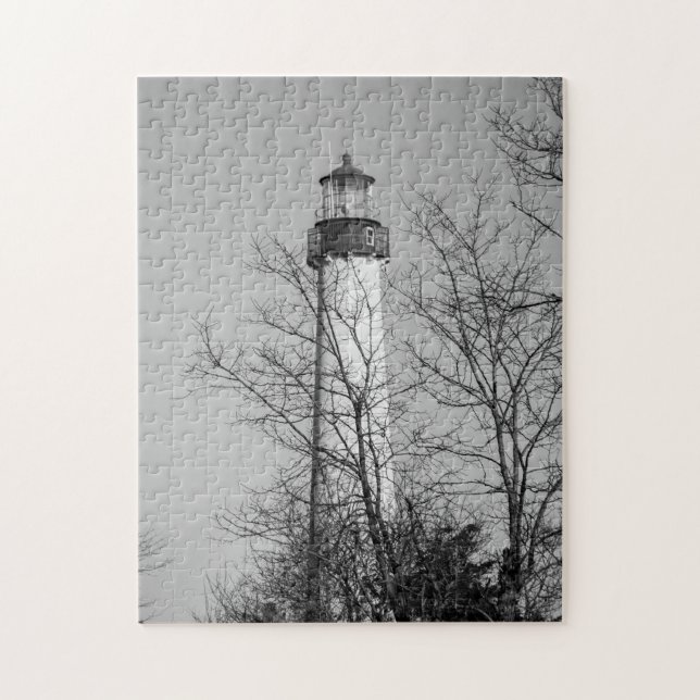 Cape May Light b/w Jigsaw Puzzle (Vertical)