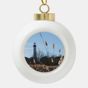 Cape May lighthouse Ceramic Ball Christmas Ornament