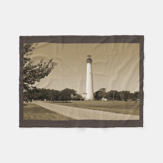 Cape May Lighthouse Fleece Blanket (Front (Horizontal))