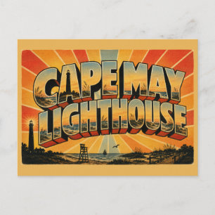 Cape May Lighthouse New Jersey Ocean Beach Art Postcard