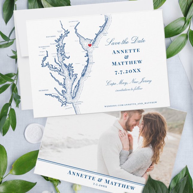 Cape May New Jersey Chesapeake Bay Elegant Map Save The Date (Creator Uploaded)