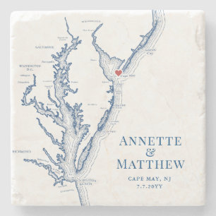 Cape May New Jersey Destination Wedding Favour Stone Coaster