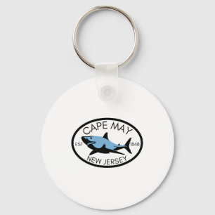 Cape May New Jersey Fishing Shark Fish Beach Boati Keychain
