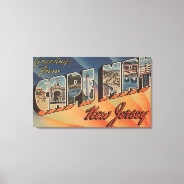 Cape May, New Jersey - Large Letter Scenes Canvas Print (Front)