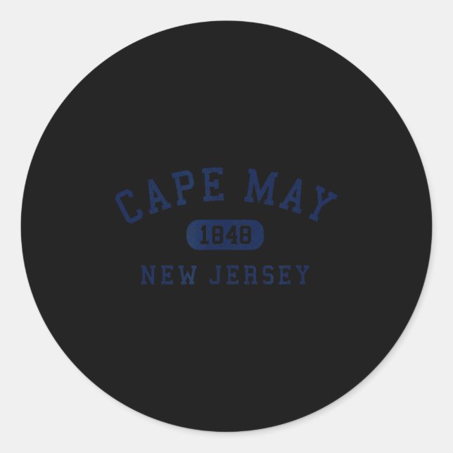 Cape May New Jersey Nj Varsity Arched Text Mens Wo Classic Round Sticker (Front)