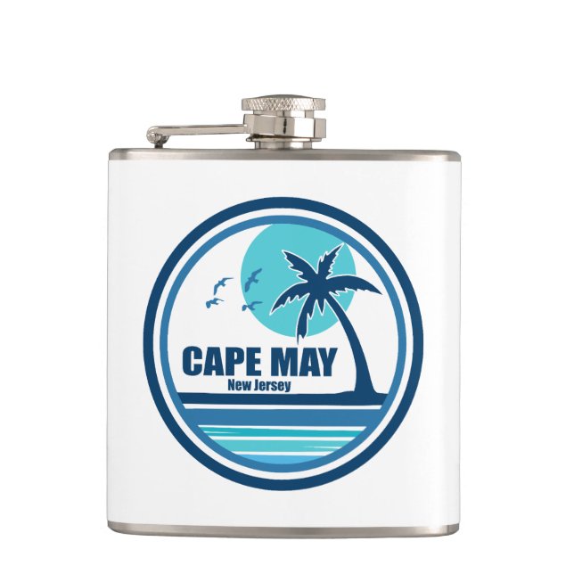 Cape May New Jersey Palm Tree Birds Hip Flask (Front)