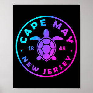 Cape May New Jersey Sea Turtle Tie Dye Vacation Poster