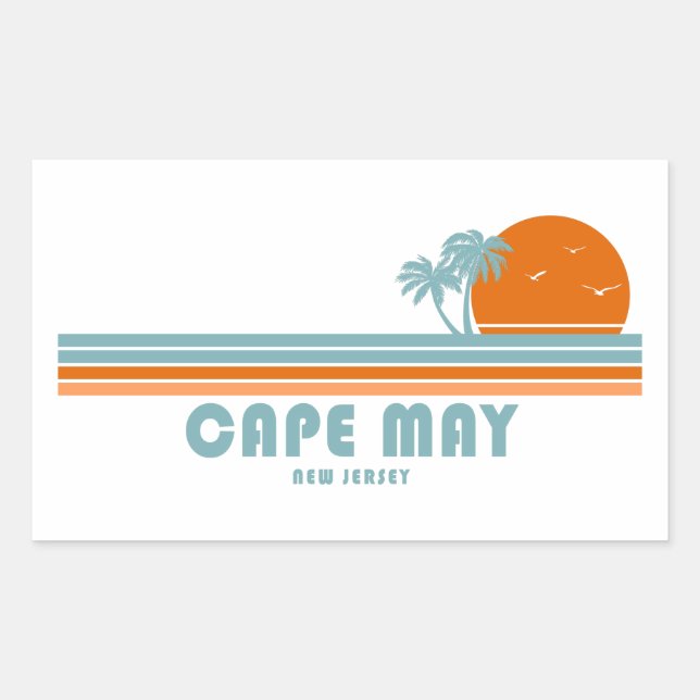 Cape May New Jersey Sun Palm Trees Sticker (Front)