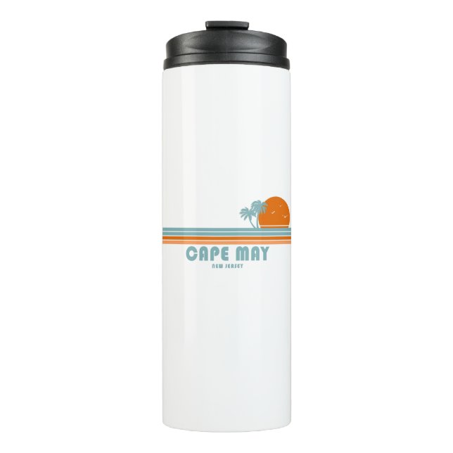 Cape May New Jersey Sun Palm Trees Thermal Tumbler (Front)