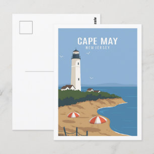 Cape May New Jersey USA Travel Place Illustration Postcard