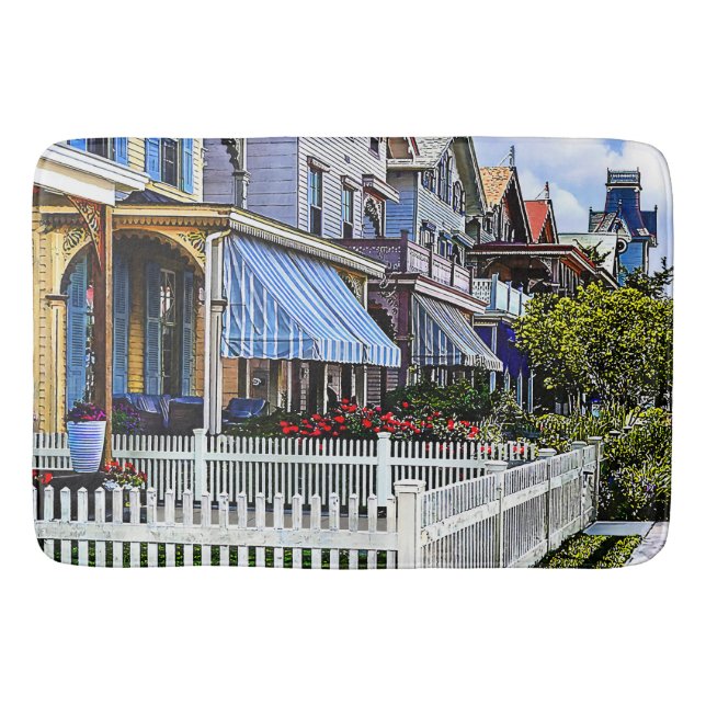 Cape May NJ - Colourful Victorian Street Bath Mat (Front)