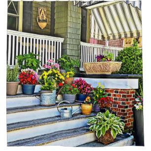 Cape May NJ - Flowers and Watering Cans on Porch